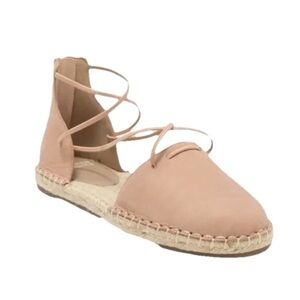 Eileen Fisher Sandal Pink Tan Leather Elastic Lace Up Espadrille Women’s Size 7